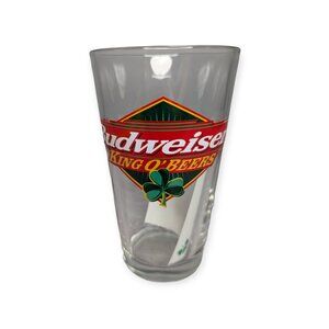 Budweiser King O' Beers St. Patrick Pint Glass Shamrock Employee Gift